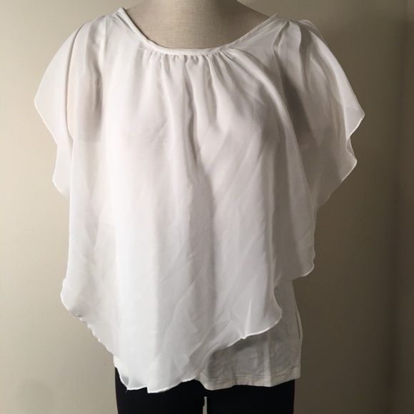 AGB Tops - AGB White Poncho Style Blouse Size L